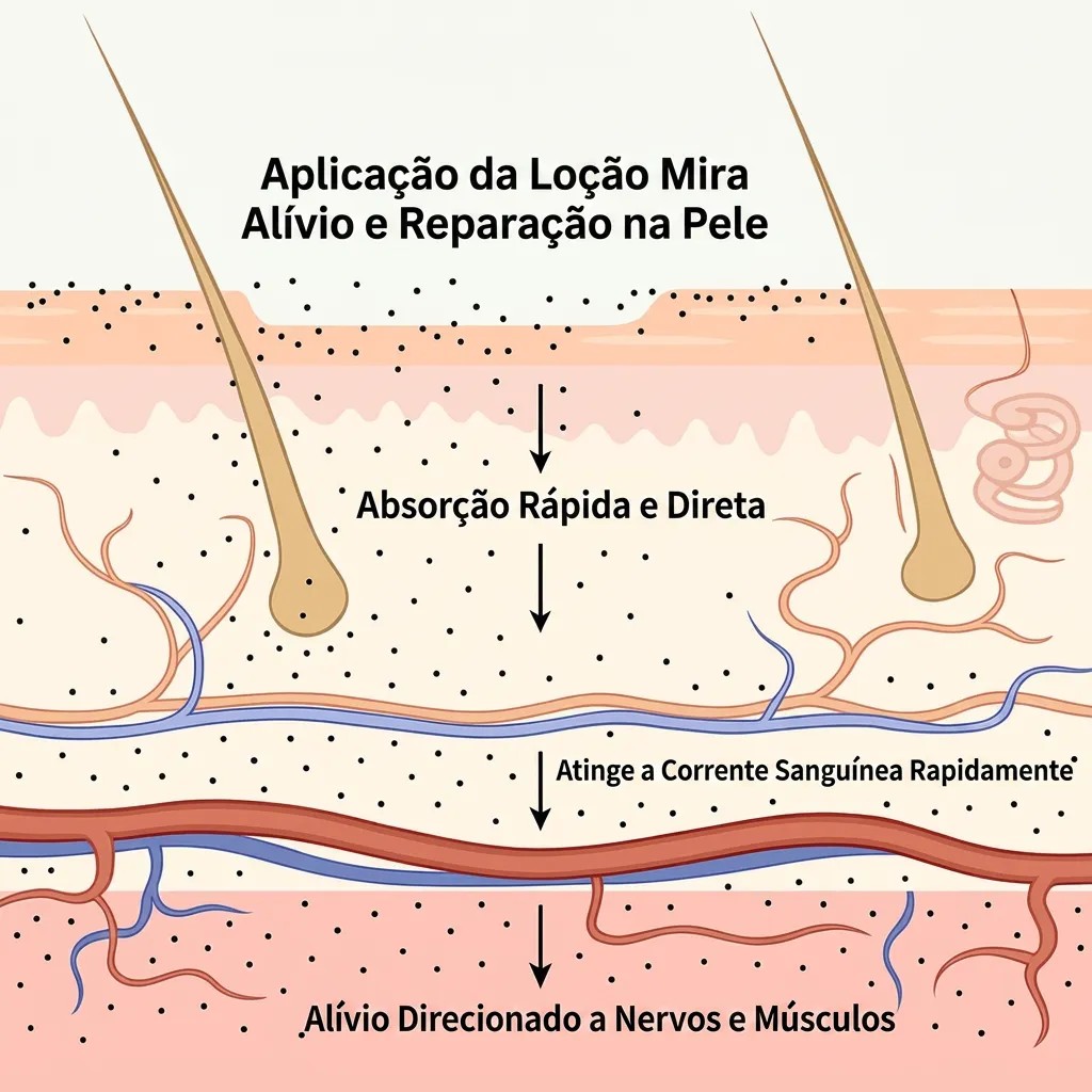 Como o Alivex atravessa as camadas da pele até o nervo